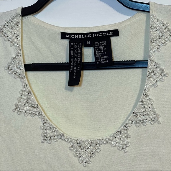 #88 MICHELLE NICOLE IVORY EMBELLISHED TANK TOP MEDIUM - Picture 3 of 4